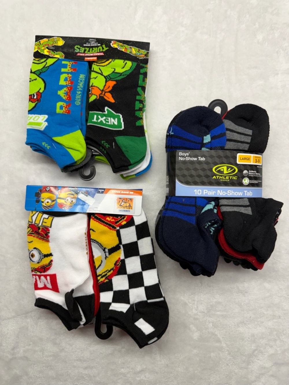 Nickelodeon Boys No-Show Socks - Black, Blue, Green, White, Yellow - 10 Pack